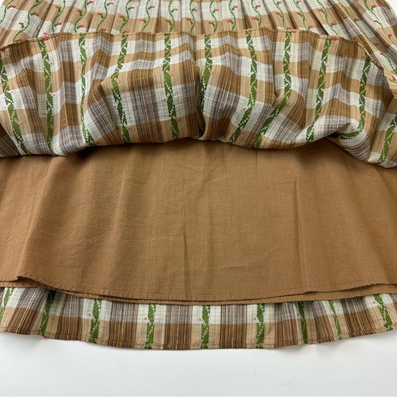 Free People pleated cotton skirt Aline rose vine Fits 28 inch lined checked - Picture 7 of 11